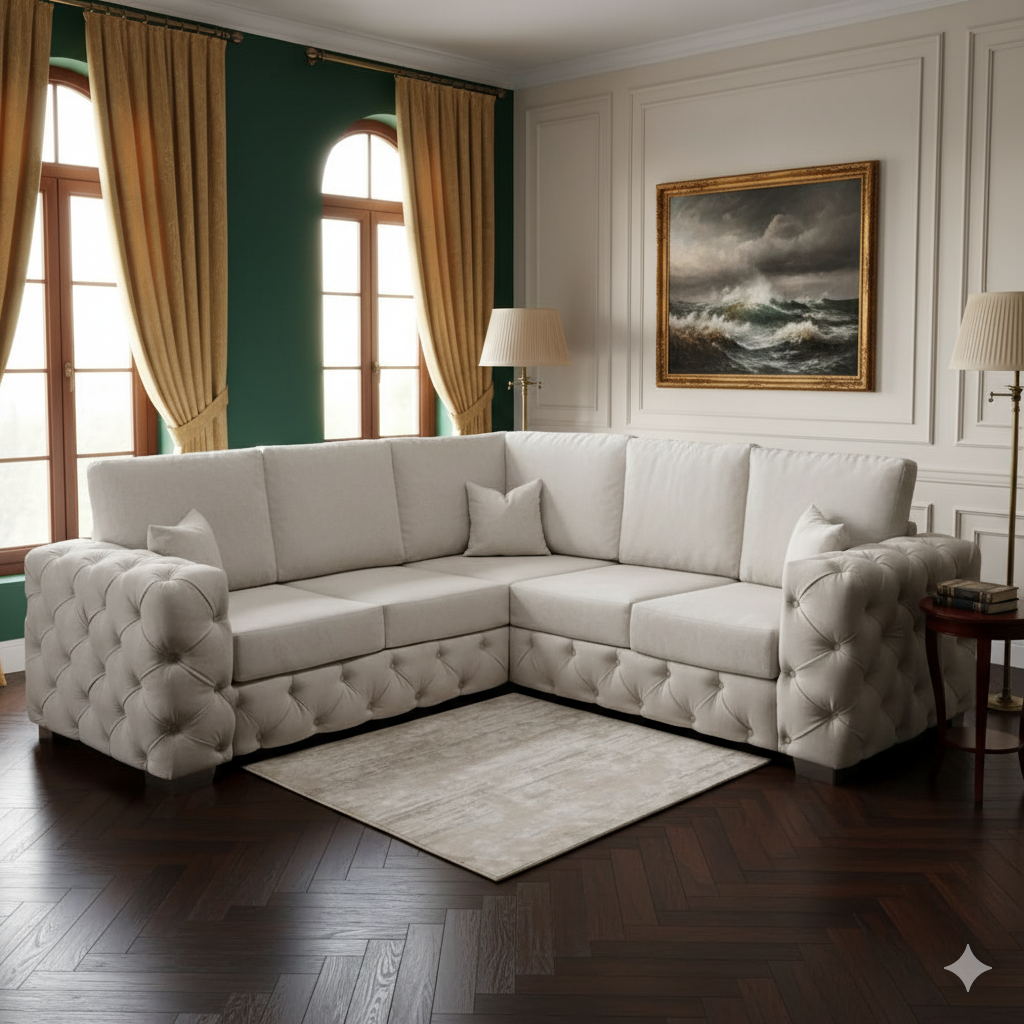 Ashton Chesterfield Corner 2c2 Fabric Sofa Set