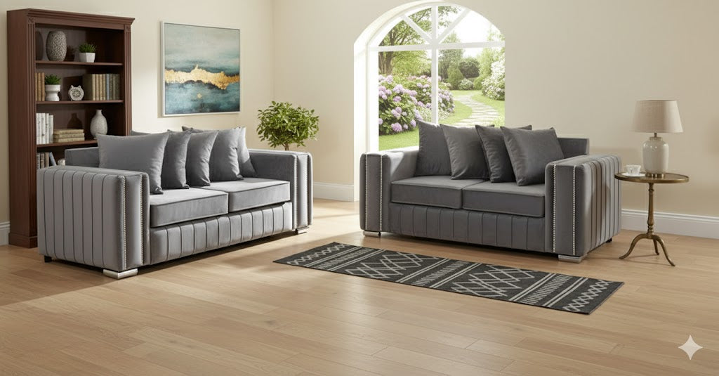 Lilly Velvet 3+2 Seater Sofa Set – Elegant Modern Design