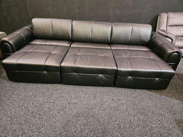 Isaac Electrical Leather sofa Bed in Black (315cm Length)