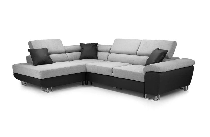 Anton Sofabed Corner Sofa Bed With Storage Box Grey-Black