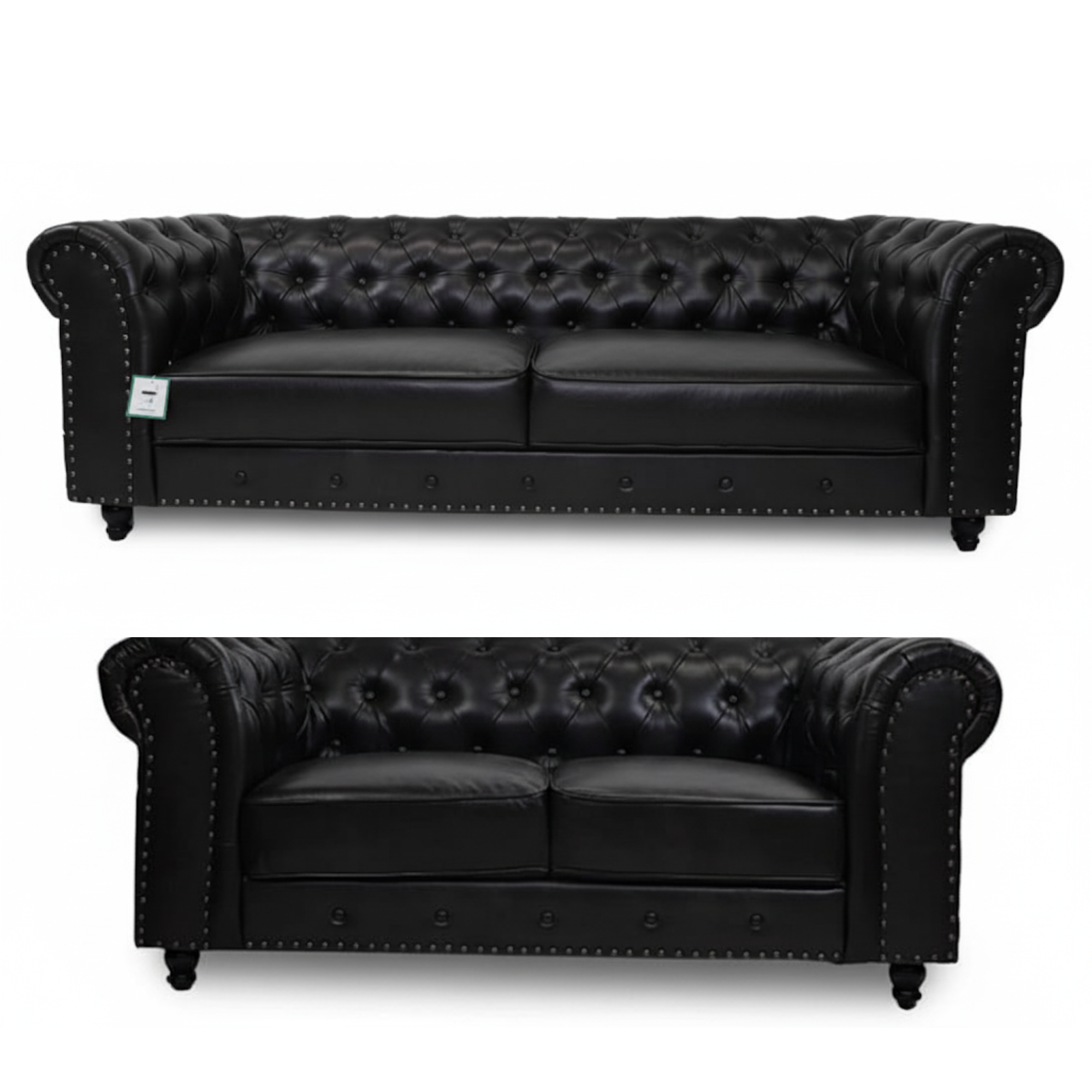 Chesterfield 3+2 Seater Sofa Set — Vintage Bonded Leather