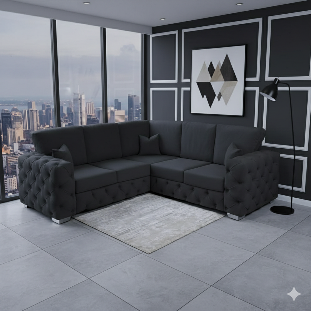 Ashton Chesterfield Corner 2c2 Fabric Sofa Set