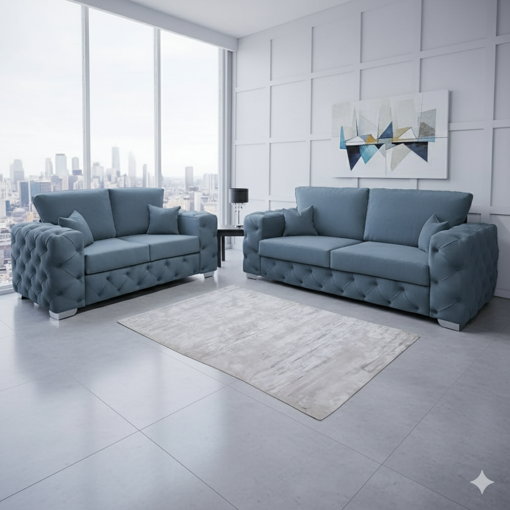 Ashton Chesterfield 3+2 Seater Fabric Sofa Set