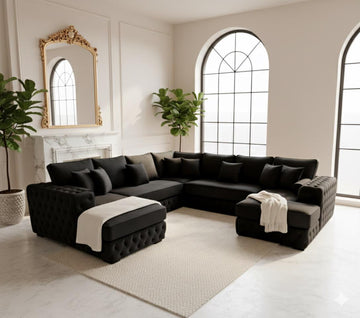 Modern Chesterfield Sectional Sofa – Premium Velvet, Deep Button Tufted