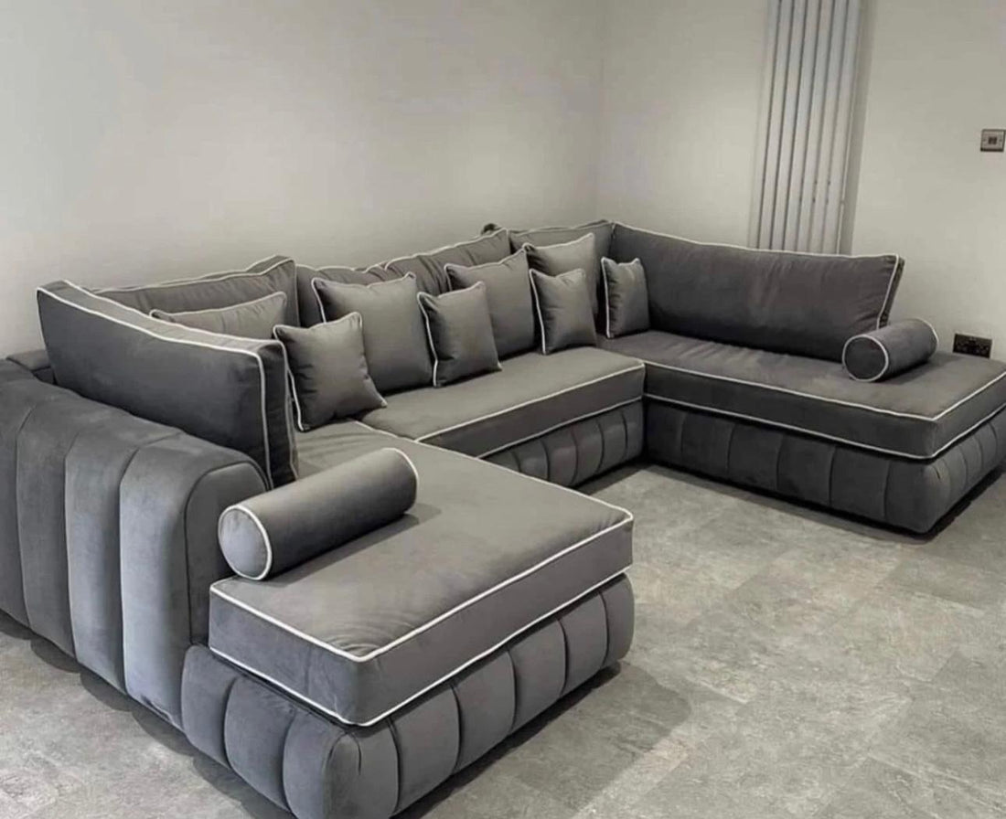Lily Luxury U-Shape Sofa Set – Modern Deep Seating Sectional Couch with Cushions