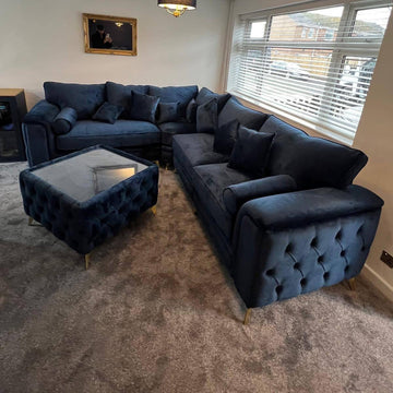 Luxury Chesterfield Corner Sofa | Button Tufted Velvet Upholstery