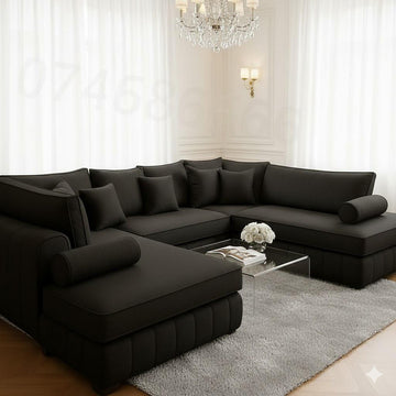 Lily Luxury U-Shape Sofa Set – Modern Deep Seating Sectional Couch with Cushions
